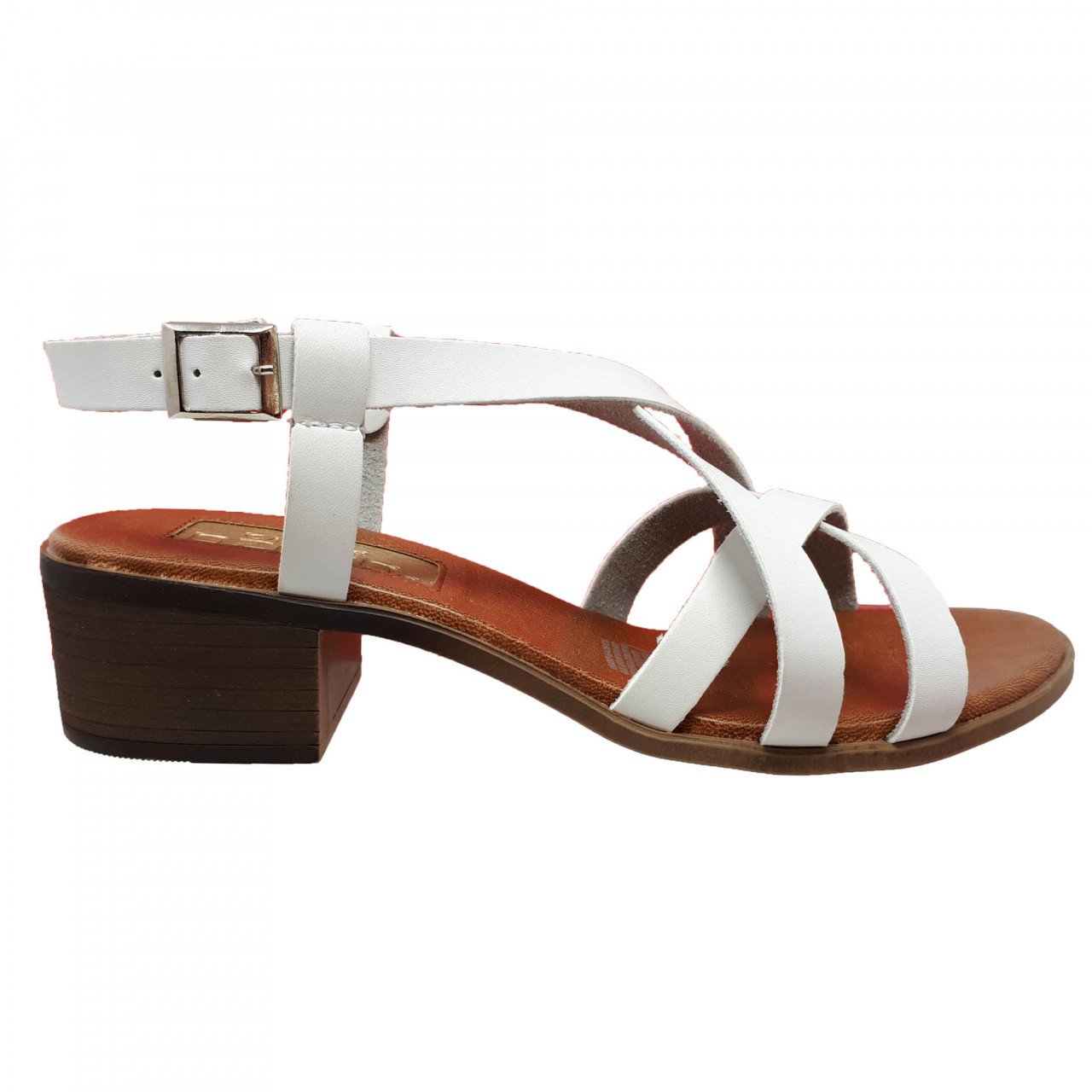 Sandalia para mujer blanca con tiras y tacón | Coyote y Olivia