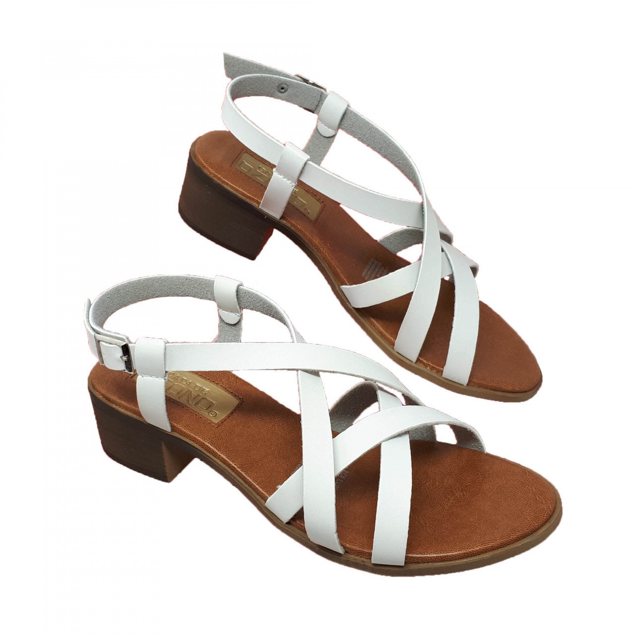 Sandalia para mujer blanca con tiras y tacón | Coyote y Olivia