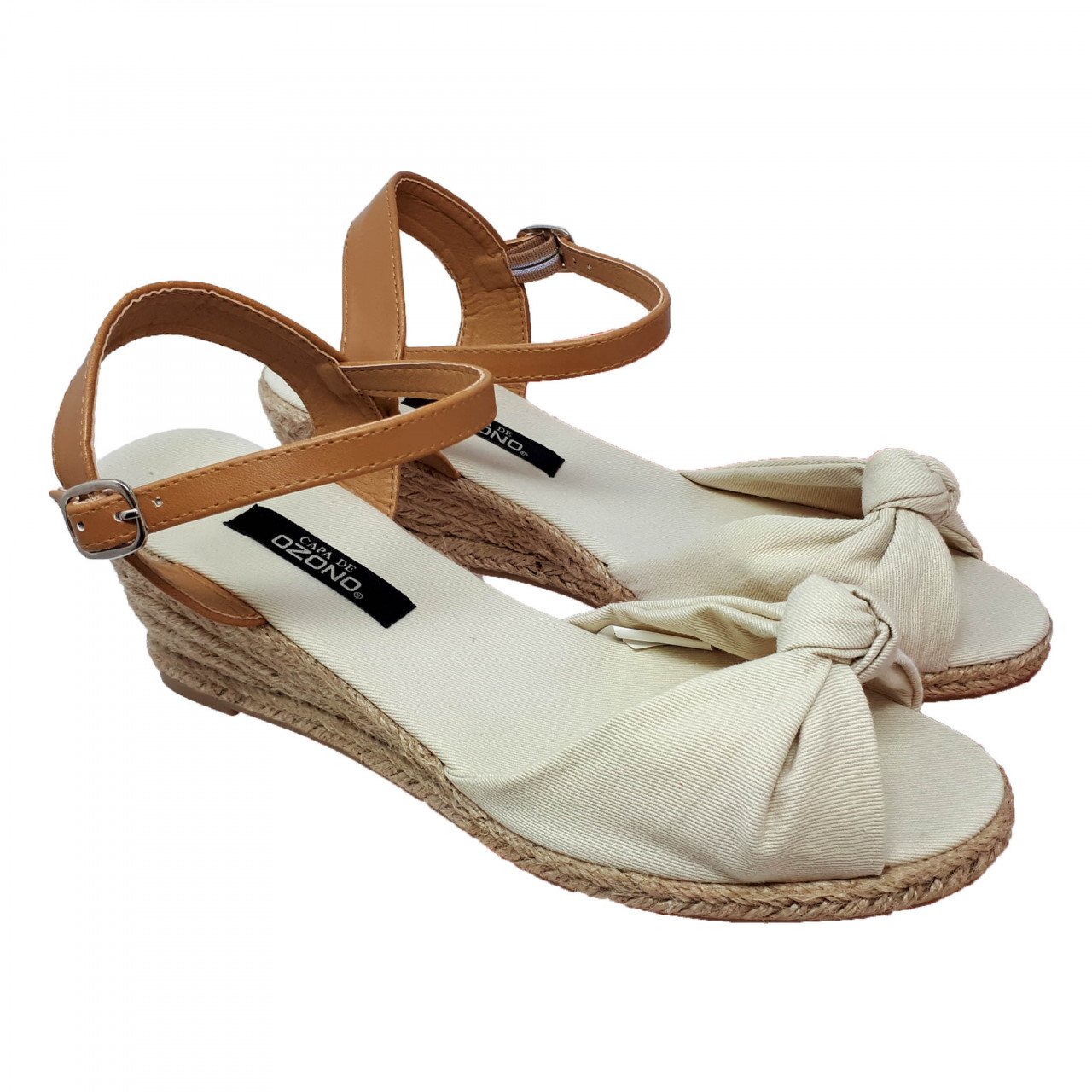 Sandalia alpargata para mujer de plataforma beige Capa de Ozono 600099 |  Coyote y Olivia