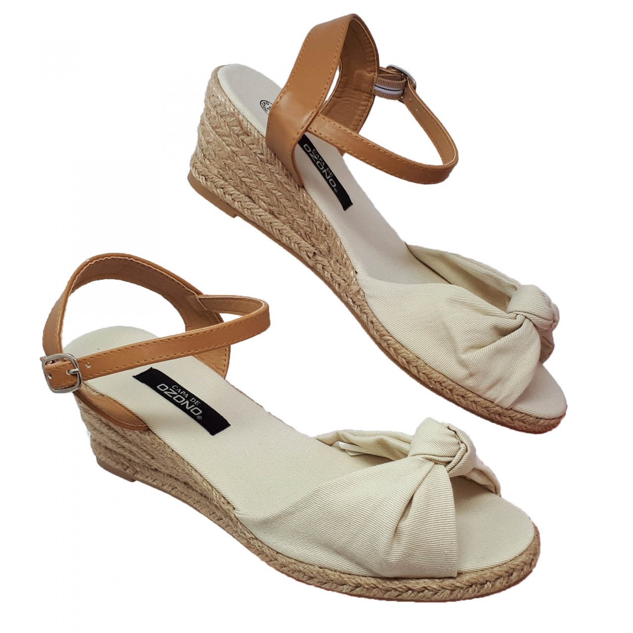Sandalia alpargata para mujer de plataforma beige Capa de Ozono 600099 |  Coyote y Olivia