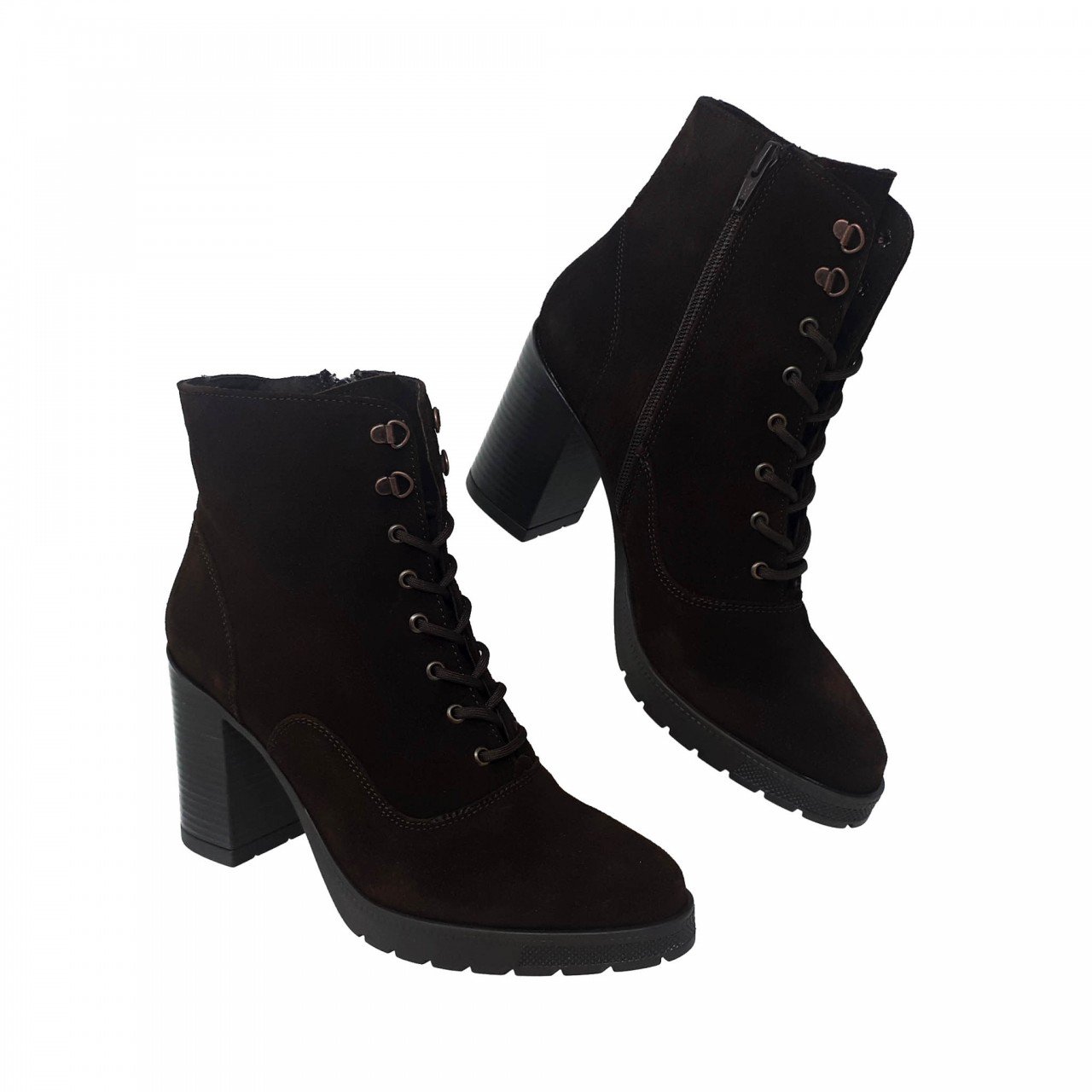 Botin café oscuro en gamuza para mujer Gino Cherruti 5504 | Coyote y Olivia