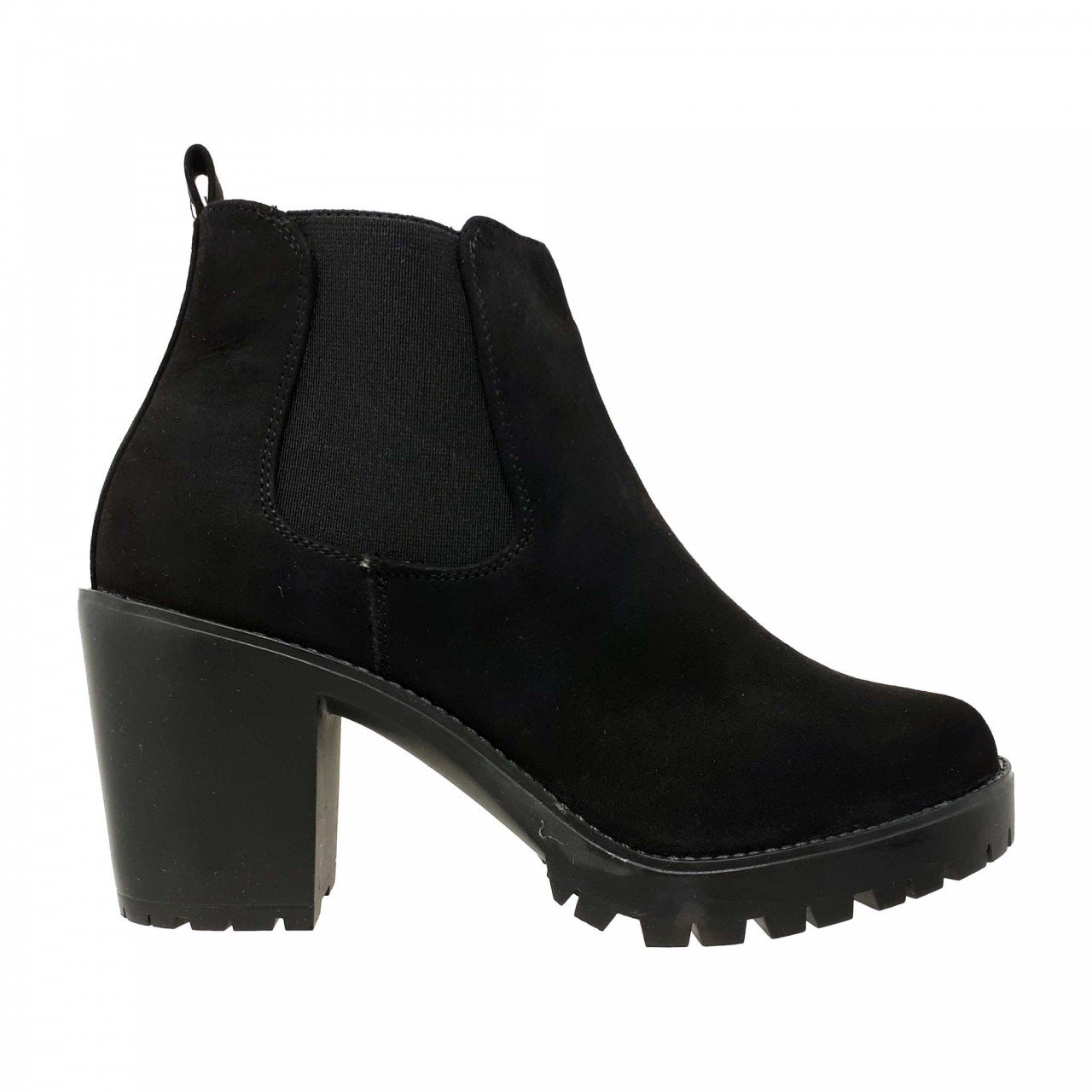 Botín chelsea negro de tacón para mujer 71538 | Coyote y Olivia