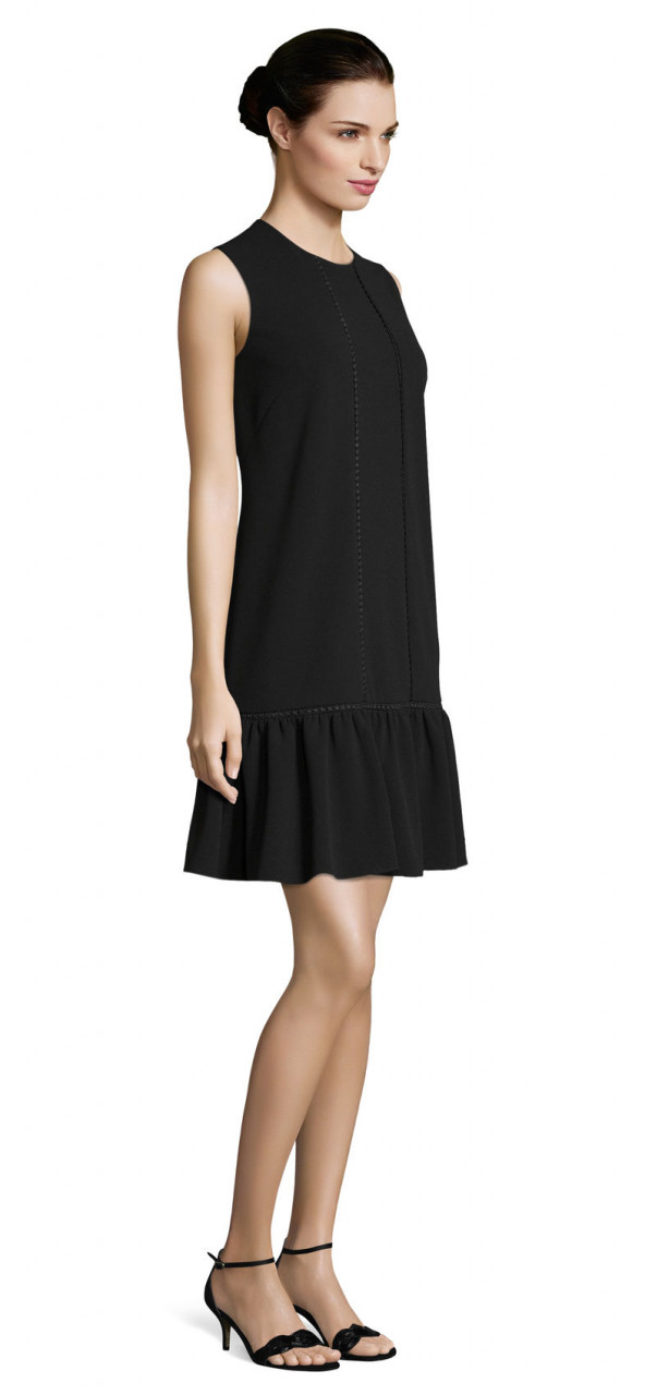 Vestido Versatil Sin Mangas Con Cintura Caida Y Corte De Encaje