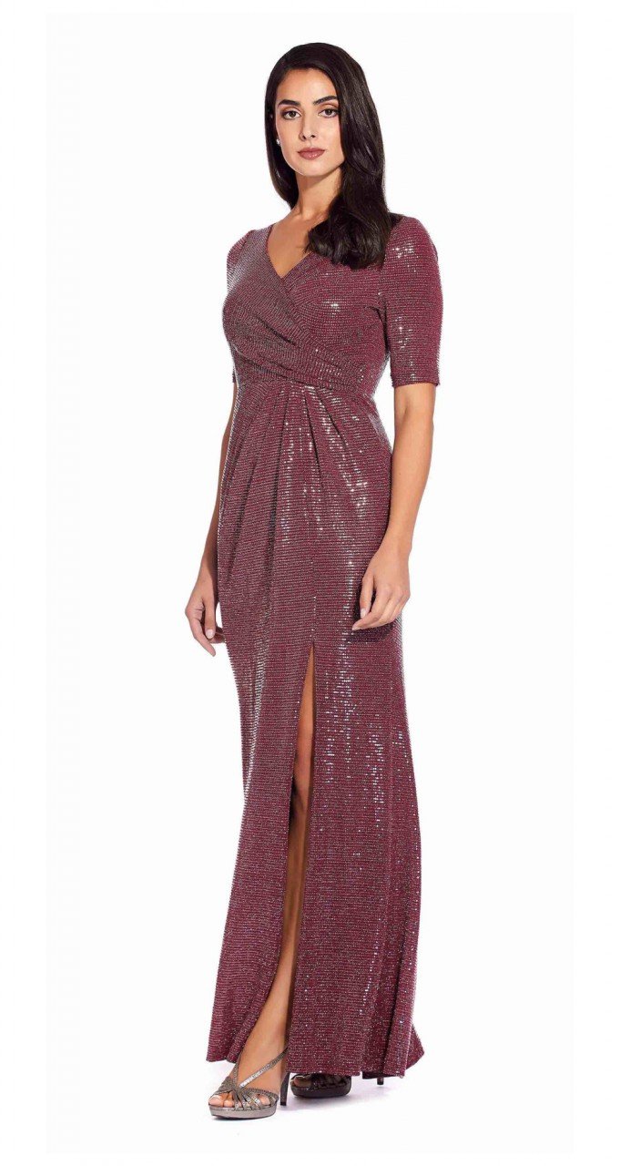 Sequinned knit draped gown | Adrianna Papell
