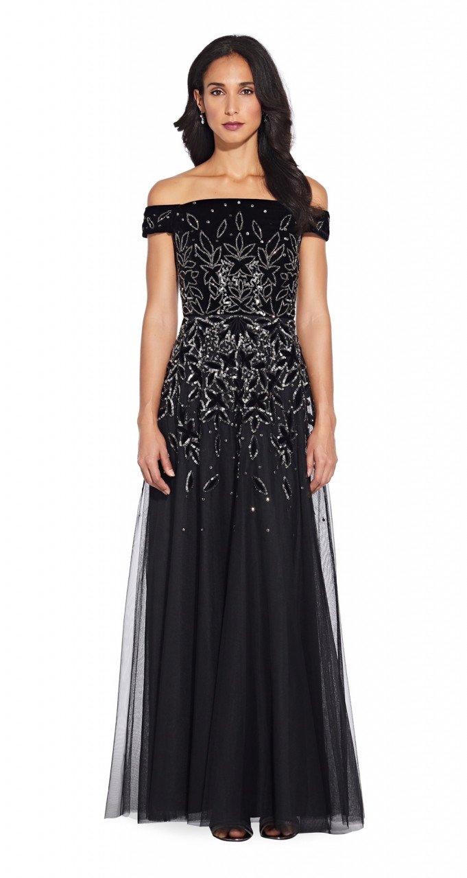 Hombros Descubiertos Lentejuelas Evento Formal Vestido Largo Adrianna Papell  Mujer - Hombros Descubiertos Con Lentejuelas | Elegante Para Eventos  Formales Vestido Noche, image size:681x1280