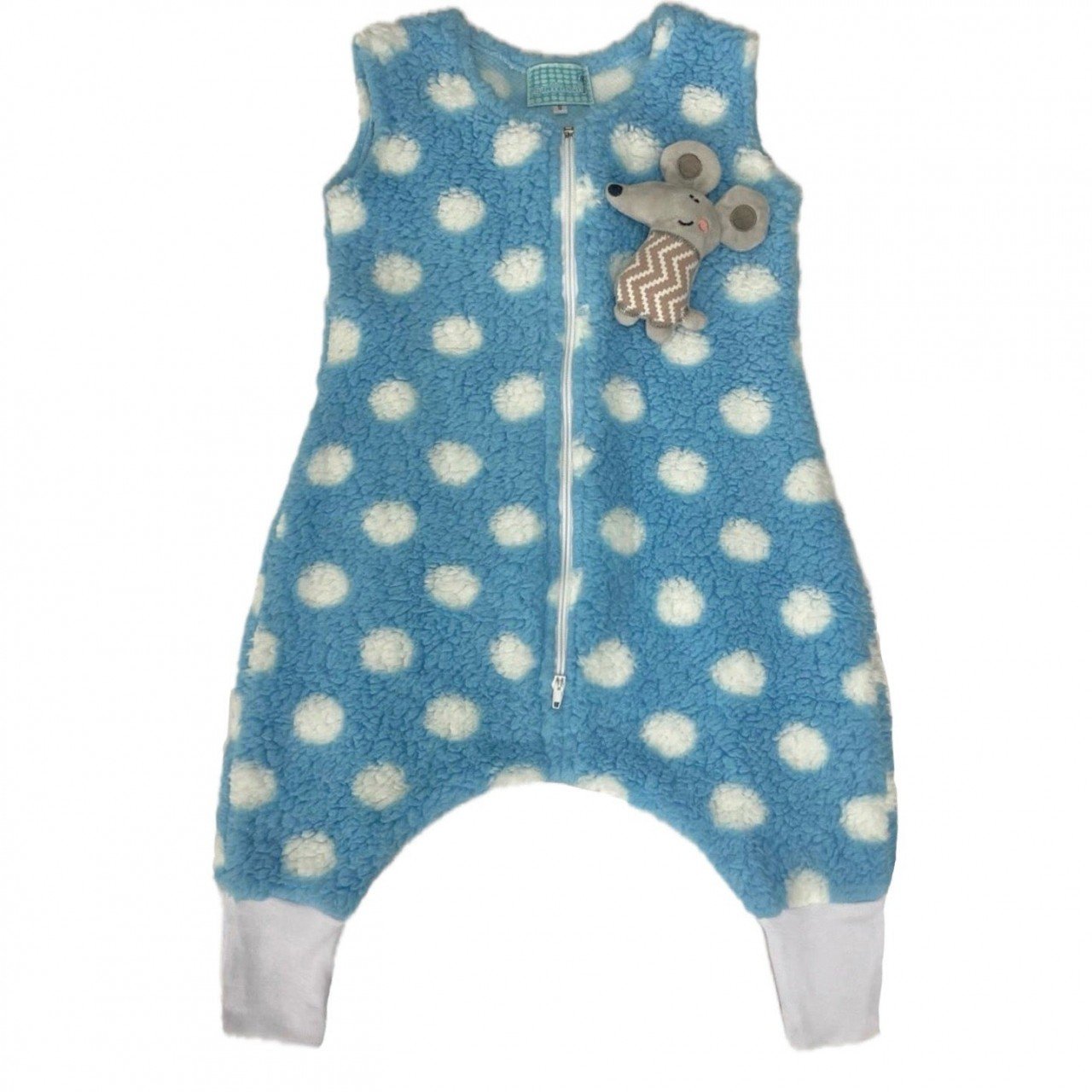 Saquito borrega sin mangas ratón azul dots - PREVENTA