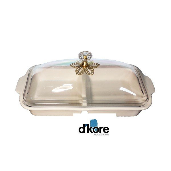 Plato de porcelana con 2 divisiones y domo | D'kore