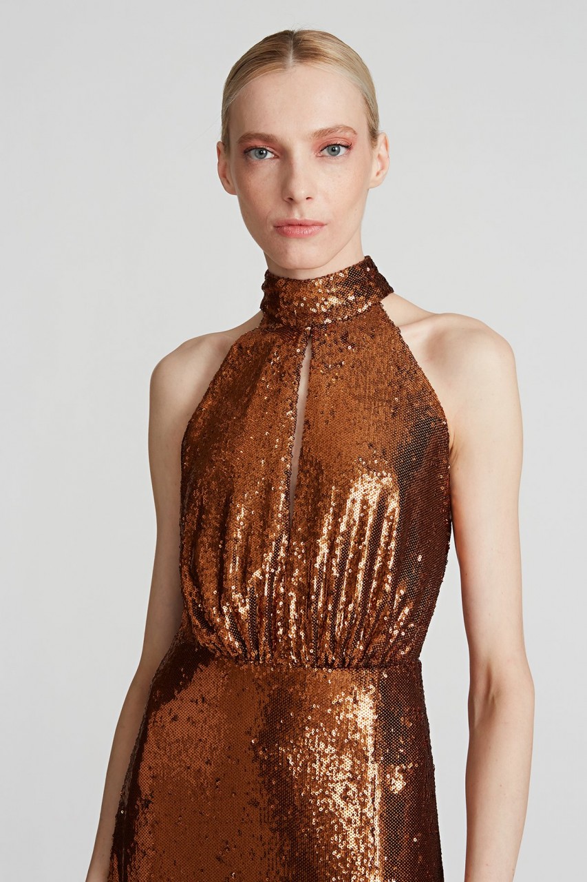 BRINLEY SEQUIN HALTER GOWN BRINLEY SEQUIN HALTER GOWN