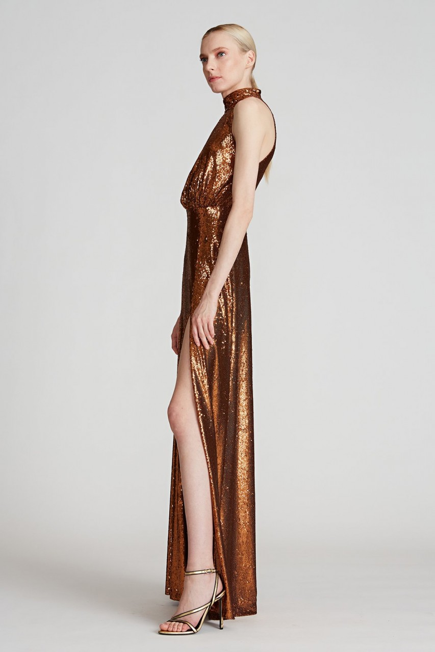 BRINLEY SEQUIN HALTER GOWN BRINLEY SEQUIN HALTER GOWN