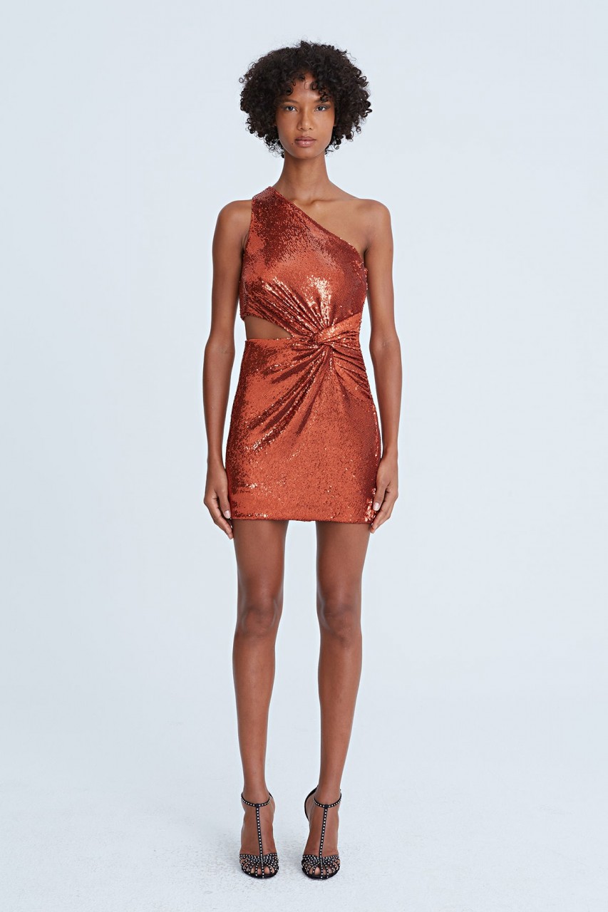 VAL SEQUINS ONE SHOULDER MINI VAL SEQUINS ONE SHOULDER MINI