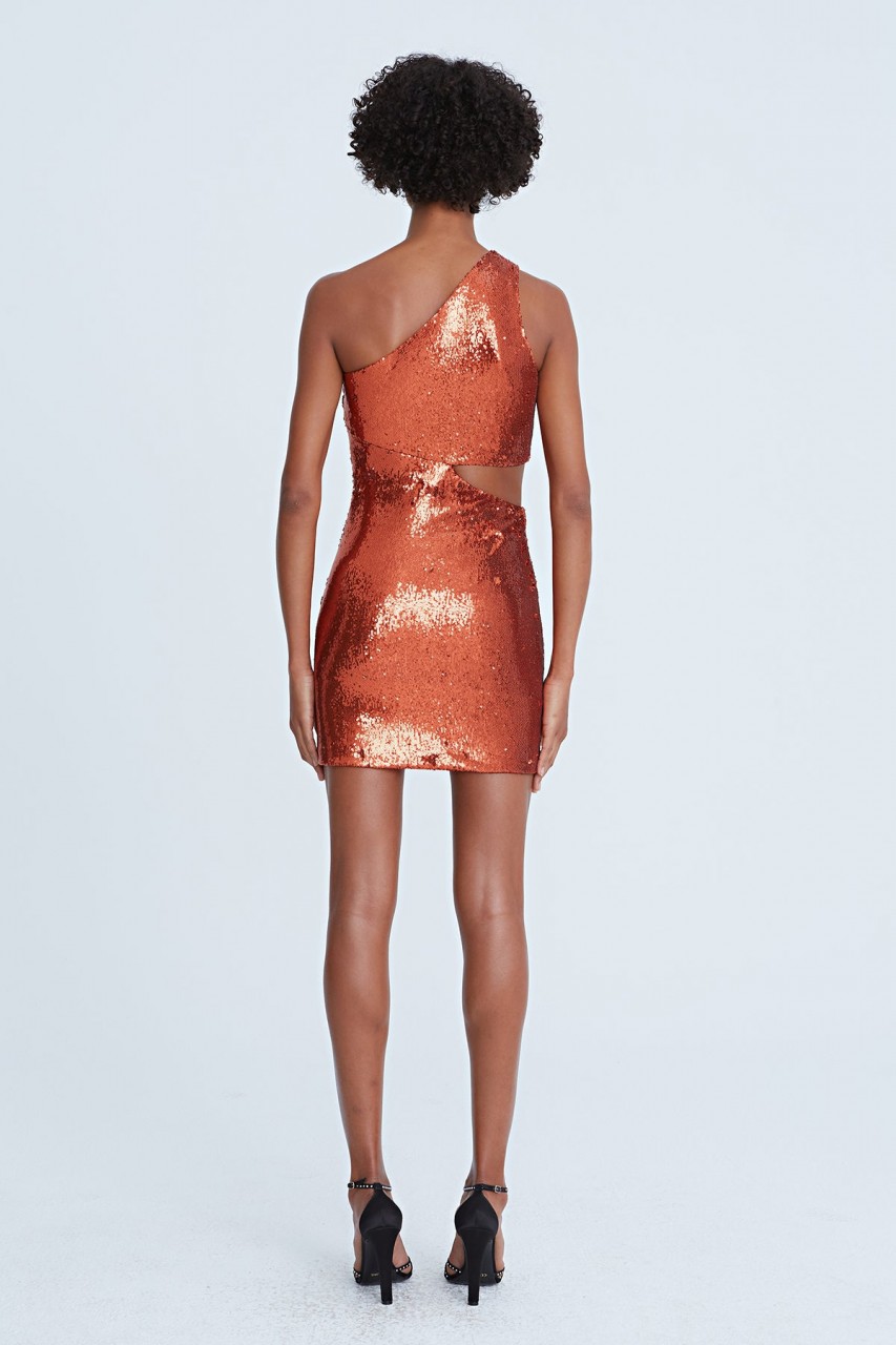 VAL SEQUINS ONE SHOULDER MINI VAL SEQUINS ONE SHOULDER MINI