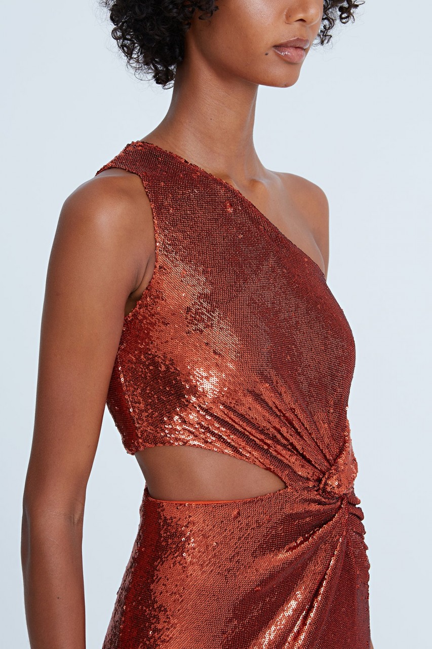 VAL SEQUINS ONE SHOULDER MINI VAL SEQUINS ONE SHOULDER MINI