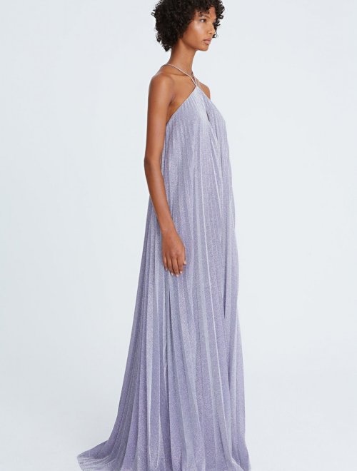 EM SHIMMER JERSEY PLEATED GOWN