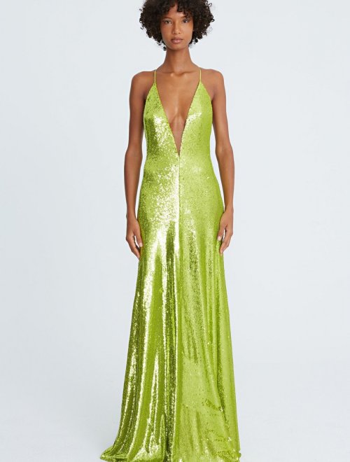 KIARA SEQUINS V-NECK GOWN