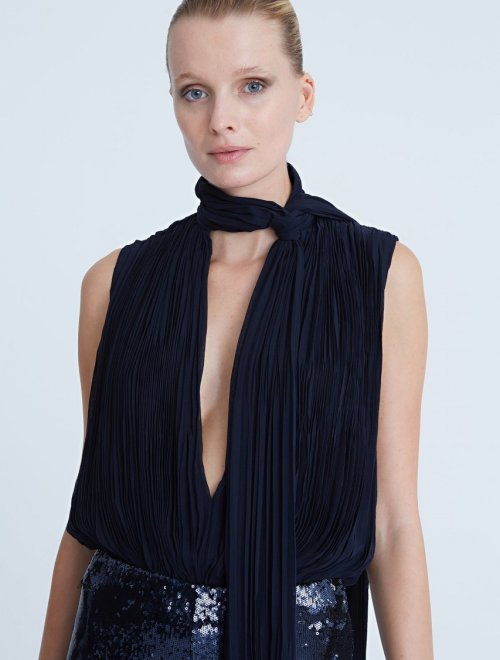 CARLY CHIFFON PLEATED BODYSUIT