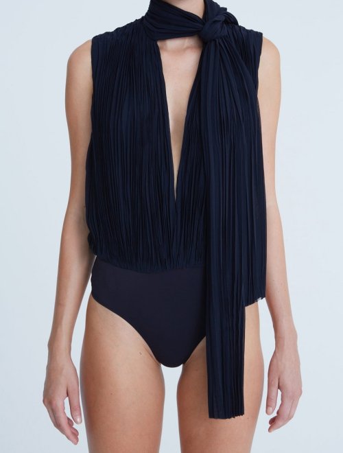 CARLY CHIFFON PLEATED BODYSUIT