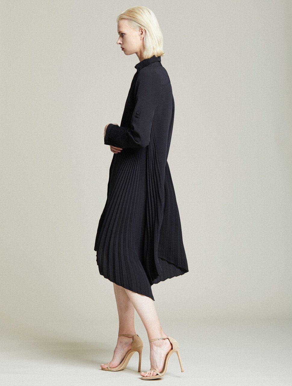 SIDE PLEATED SHIRT DRESS SIDE PLEATED SHIRT DRESS