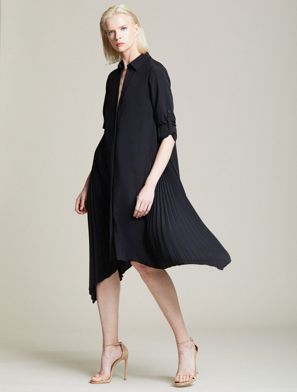 SIDE PLEATED SHIRT DRESS SIDE PLEATED SHIRT DRESS