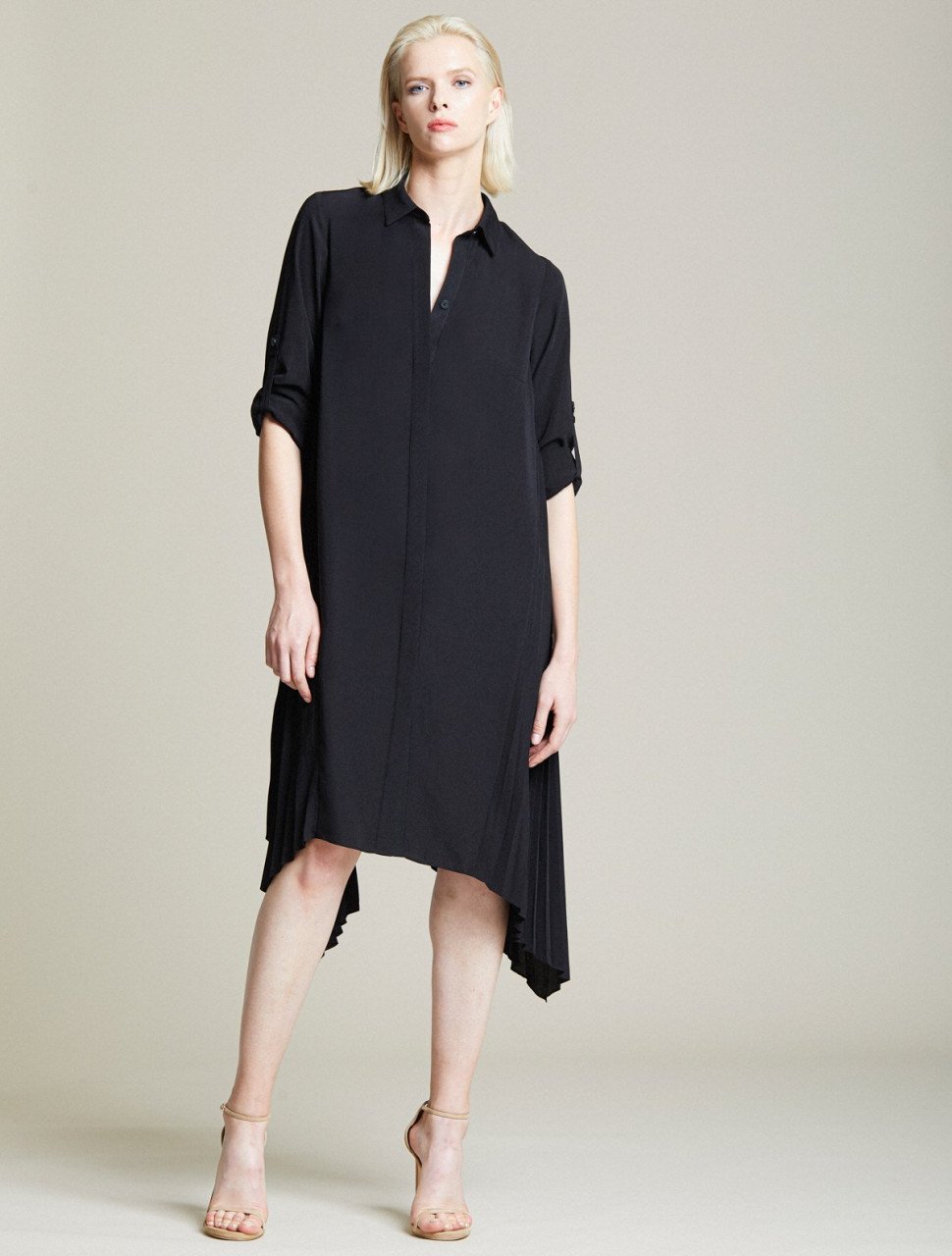 SIDE PLEATED SHIRT DRESS SIDE PLEATED SHIRT DRESS