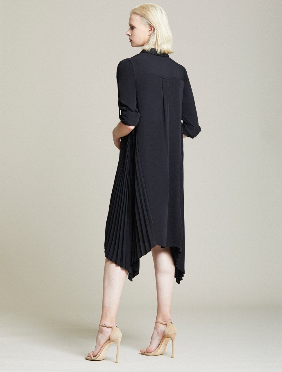 SIDE PLEATED SHIRT DRESS SIDE PLEATED SHIRT DRESS