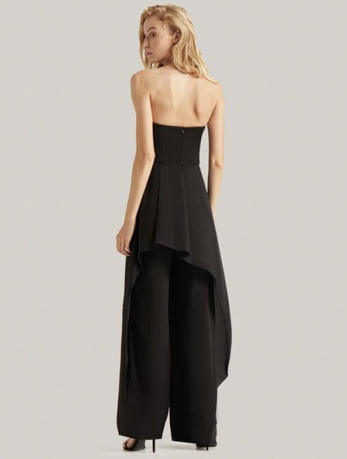 STRAPLESS DRAPE OVERLAY JUMPSUIT