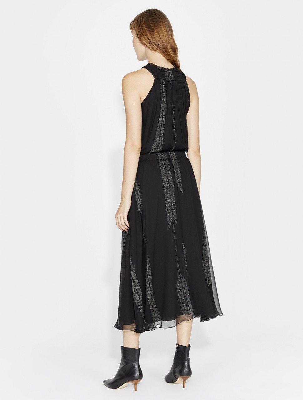 VESTIDO MIDI DE CHIFON CON ARRUGAS DE SEDA VESTIDO MIDI DE CHIFON CON ARRUGAS DE SEDA