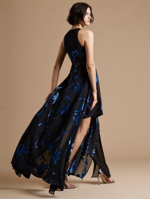 BLOSSOM BURNOUT HANDKERCHIEF HEM GOWN