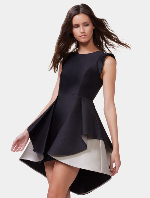 COLORBLOCKED FIT AND FLARE DRESS