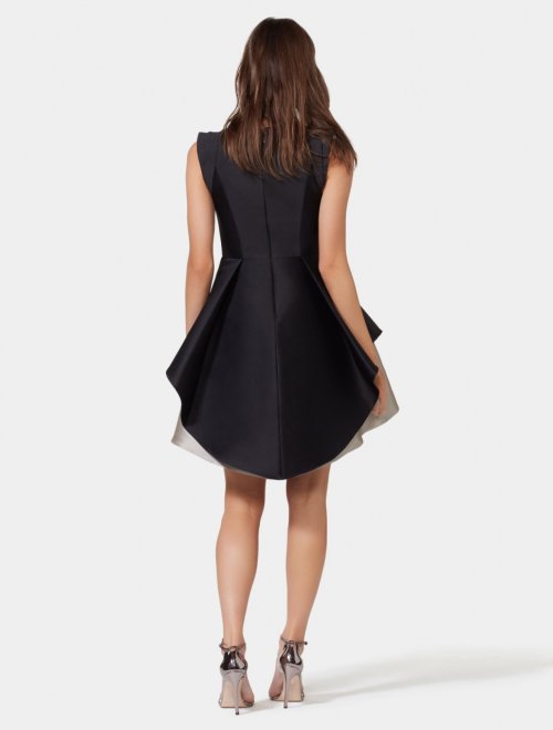 COLORBLOCKED FIT AND FLARE DRESS