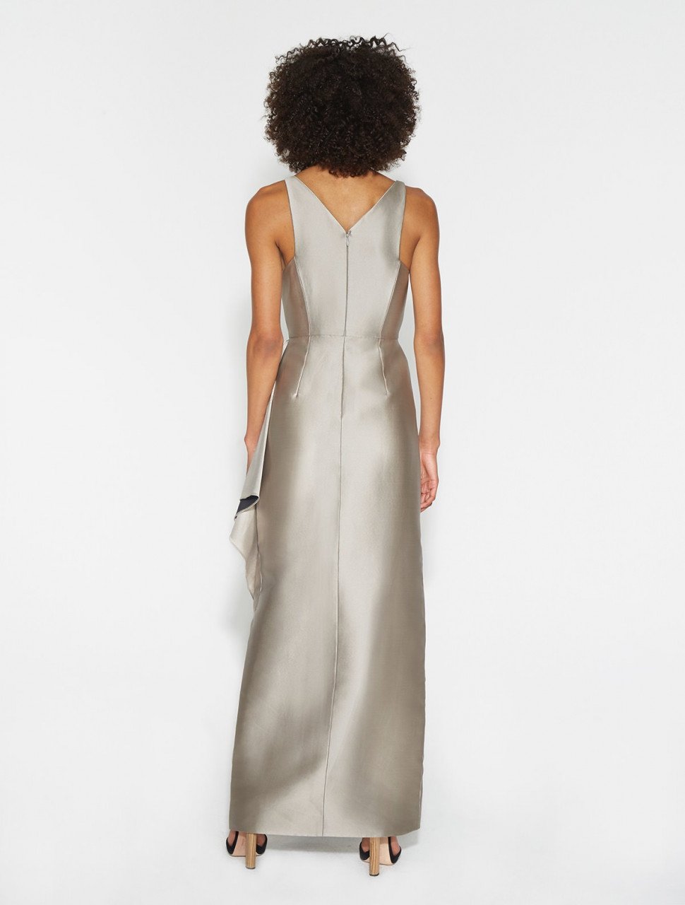 VESTIDO LARGO SATIN DOBLE CARA CON CORRUGADO VESTIDO LARGO SATIN DOBLE CARA CON CORRUGADO
