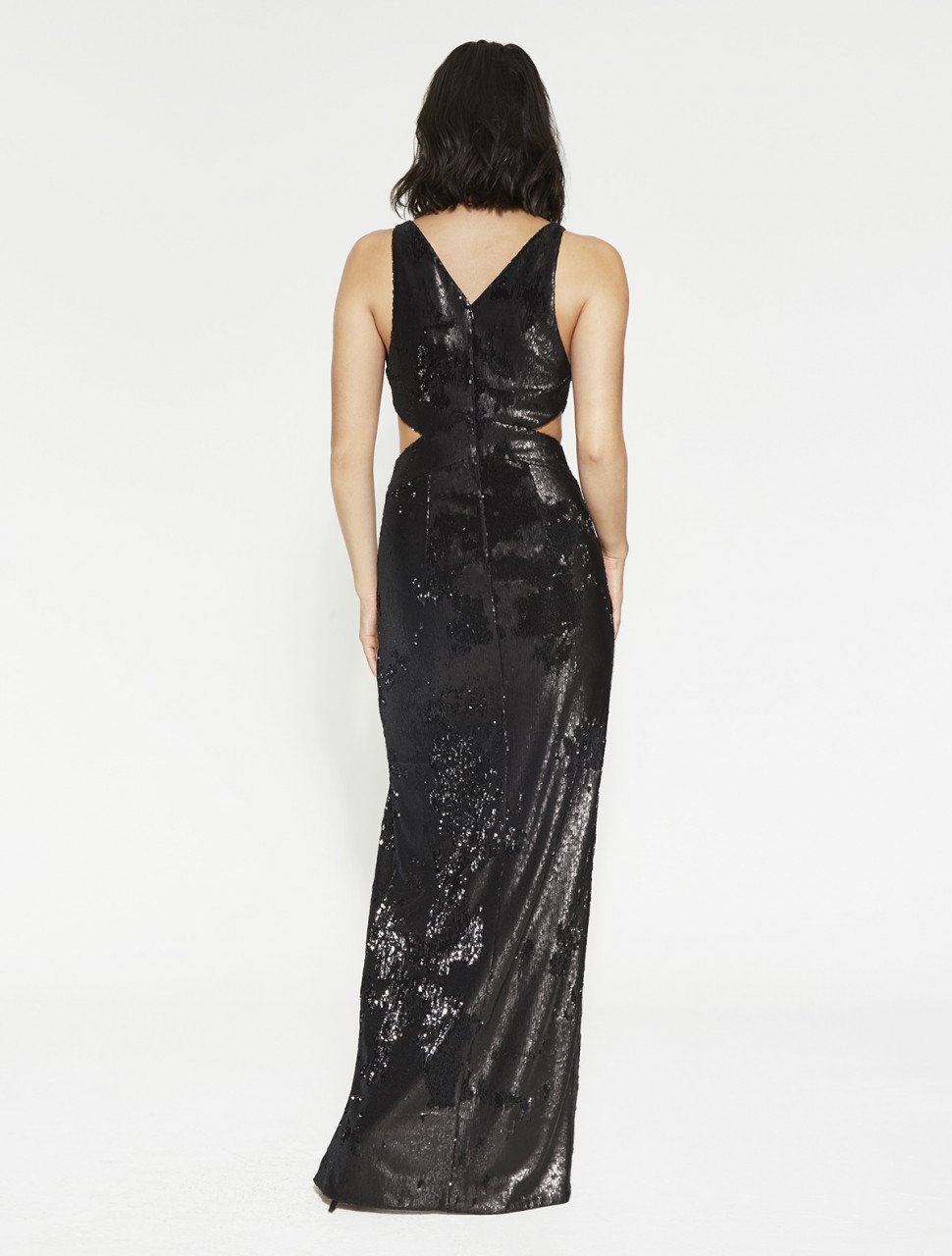 VESTIDO LARCO LENTEJUELAS CON RECORTES VESTIDO LARCO LENTEJUELAS CON RECORTES