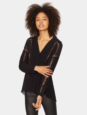 LONG SLEEVE BUTTON DOWN SHIRT WITH TAPING DETAIL LONG SLEEVE BUTTON DOWN SHIRT WITH TAPING DETAIL
