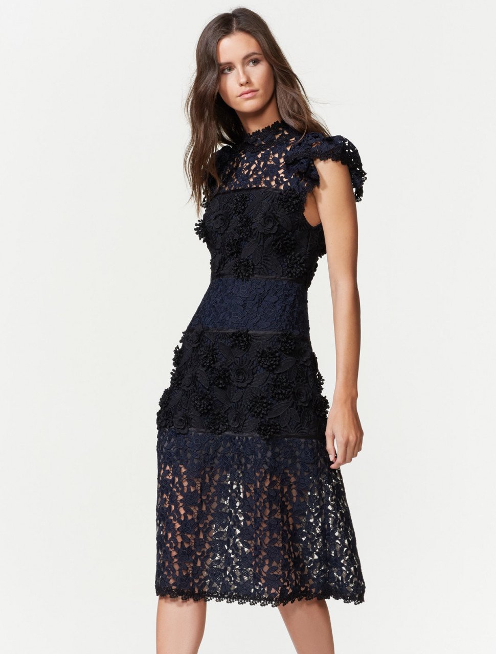 COLORBLOCKED 3D LACE DRESS COLORBLOCKED 3D LACE DRESS