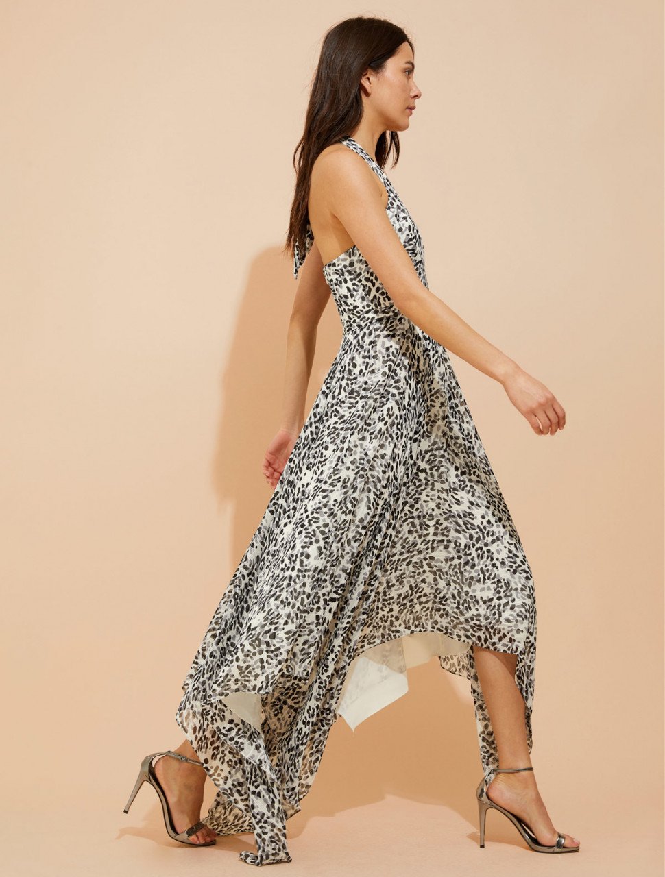 PRINTED LUREX STRIPE FLOWY GOWN PRINTED LUREX STRIPE FLOWY GOWN
