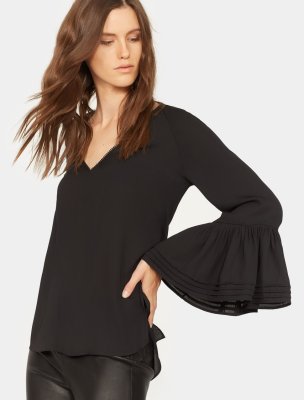 LONG SLEEVE V NECK RUCHED TOP LONG SLEEVE V NECK RUCHED TOP