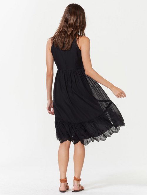 HI LOW DRESS WITH EMBROIDERED HEM