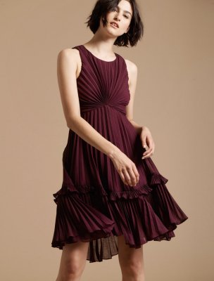 PLEATED BURNOUT GEORGETTE DRESS PLEATED BURNOUT GEORGETTE DRESS