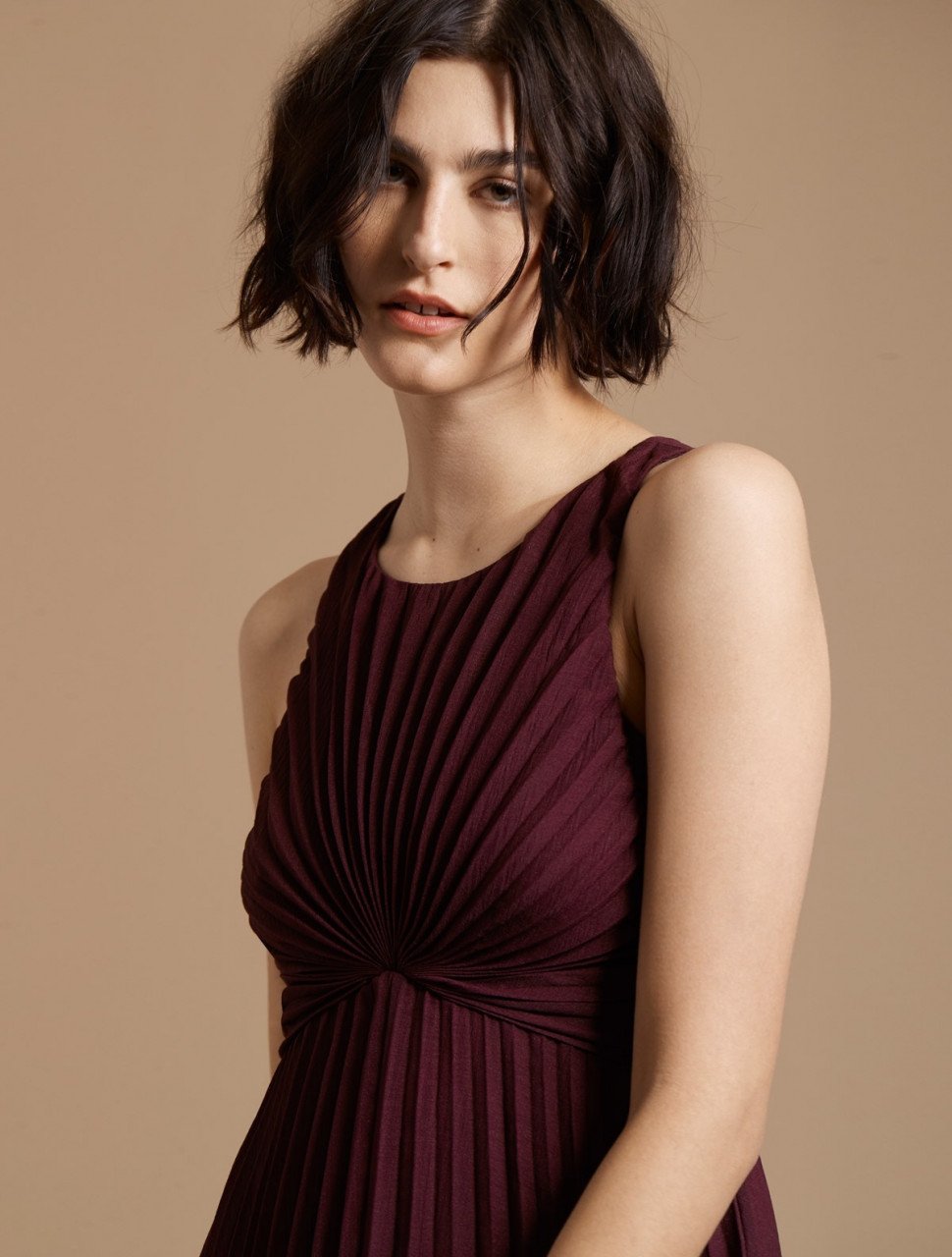 PLEATED BURNOUT GEORGETTE DRESS PLEATED BURNOUT GEORGETTE DRESS
