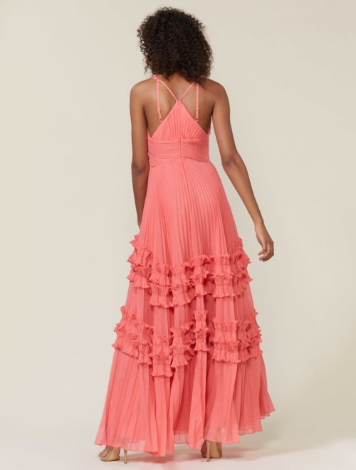 V NECK PLEATED GOWN