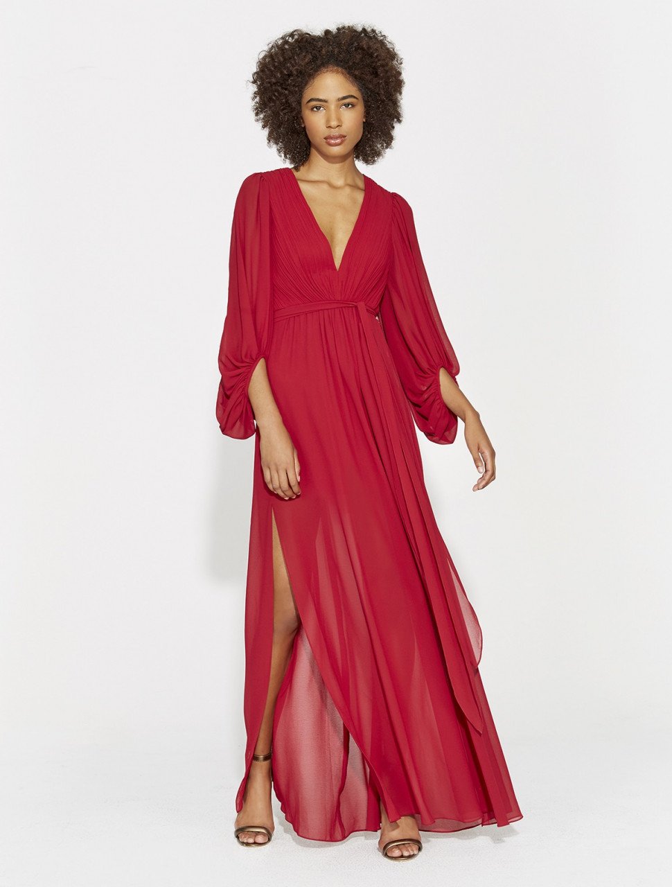 VESTIDO LARGO GEORGETTE DETALLE PLISADO VESTIDO LARGO GEORGETTE DETALLE PLISADO