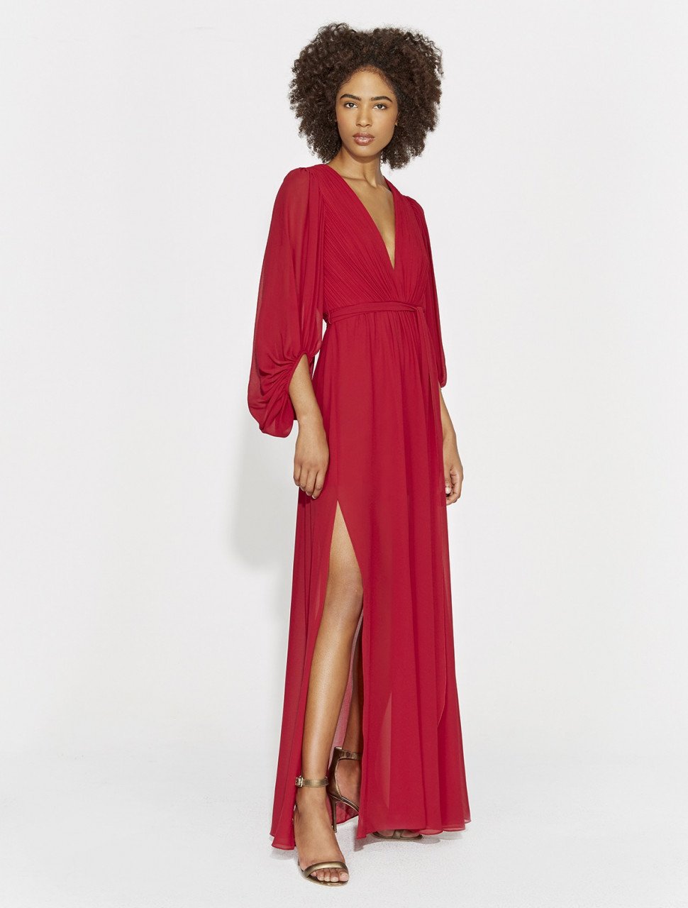 VESTIDO LARGO GEORGETTE DETALLE PLISADO VESTIDO LARGO GEORGETTE DETALLE PLISADO