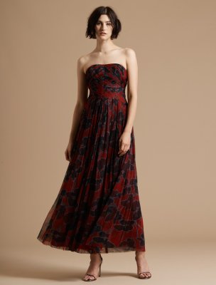 Engineered Pleated Floral Print Gown Engineered Pleated Floral Print Gown