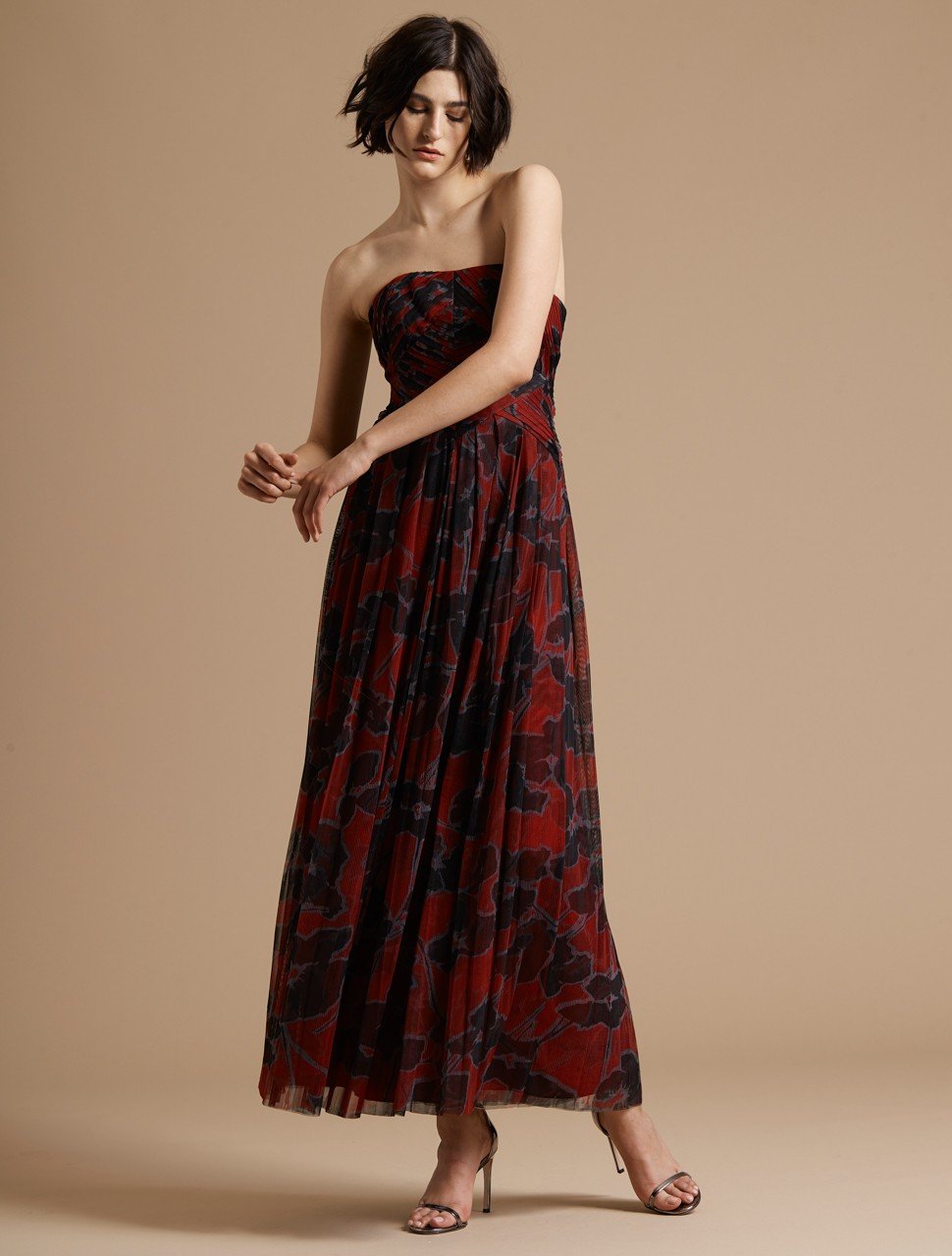 Engineered Pleated Floral Print Gown Engineered Pleated Floral Print Gown