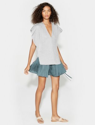 SS V NECK TOP W RUCHING SS V NECK TOP W RUCHING