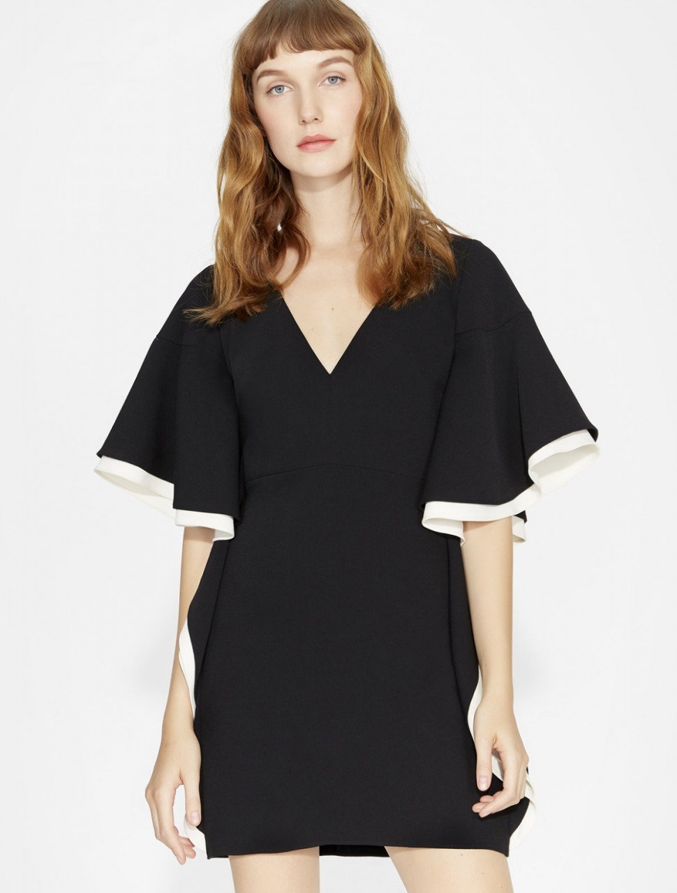 VESTIDO CREPE MANGA VOLANTE MULTICOLOR VESTIDO CREPE MANGA VOLANTE MULTICOLOR