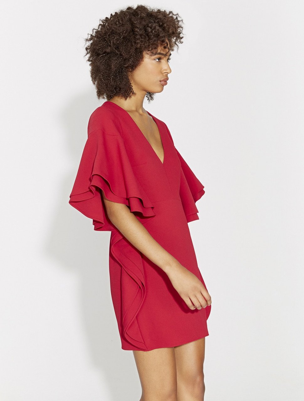 VESTIDO CREPE MANGA VOLANTE VESTIDO CREPE MANGA VOLANTE