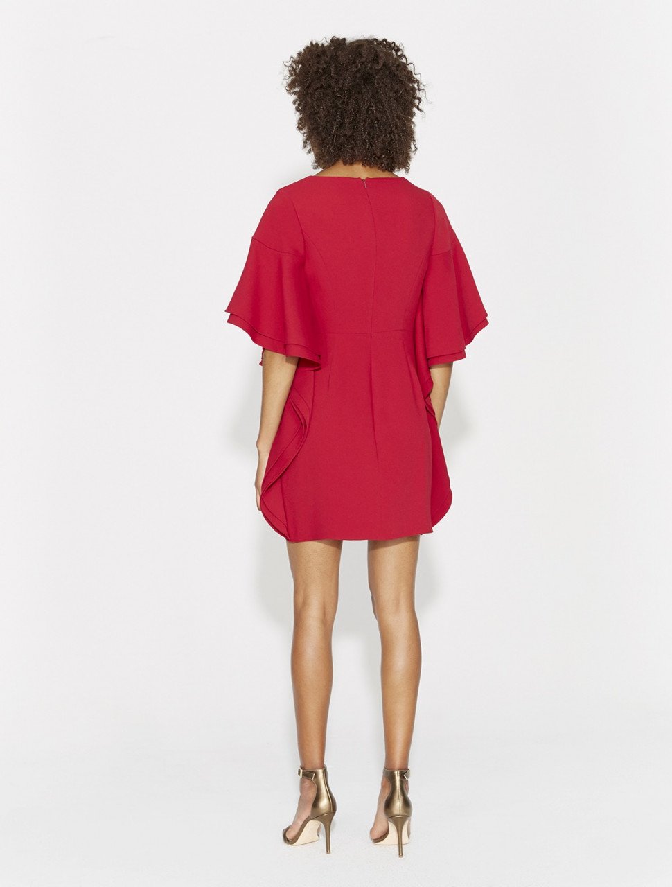 VESTIDO CREPE MANGA VOLANTE VESTIDO CREPE MANGA VOLANTE
