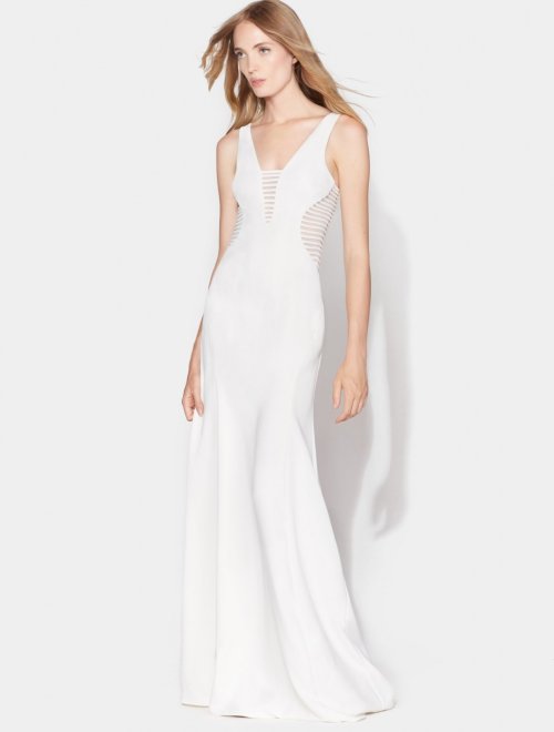 SLIM GOWN WITH STRIP APPLIQUE