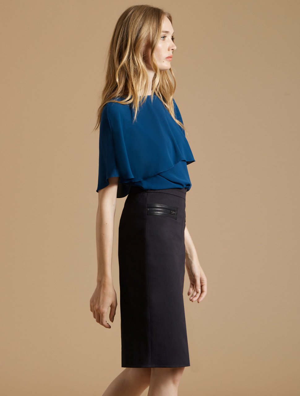 SLIM PENCIL SKIRT WITH ZIPPER DETAIL SLIM PENCIL SKIRT WITH ZIPPER DETAIL