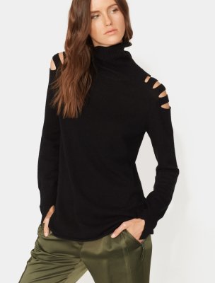 LONG SLEEVE TURTLENECK SWEATER WITH CUT OUTS LONG SLEEVE TURTLENECK SWEATER WITH CUT OUTS